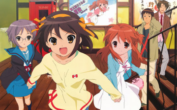Картинка аниме the melancholy of haruhi suzumiya девушки