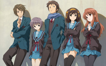 Картинка аниме the melancholy of haruhi suzumiya девушки мальчики