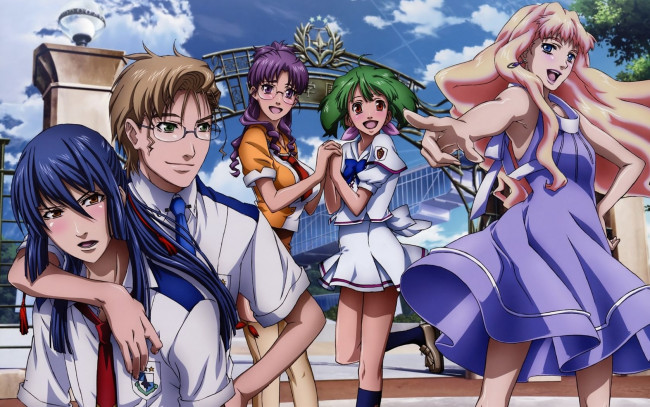 Обои картинки фото аниме, macross, frontier, девушки