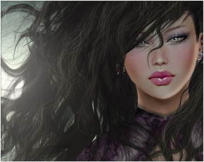 Картинка 3д графика portraits портрет лицо брюнетка девушка