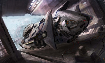 Картинка фэнтези космические корабли звездолеты станции провода