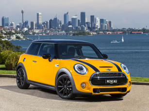 обоя автомобили, mini, 2014, г, f56, au-spec, cooper, s, желтый