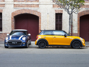 Картинка автомобили mini au-spec f56 2014 г желтый cooper s