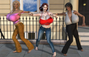 Картинка 3д+графика люди+ people взгляд девушка грудь