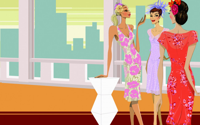 Обои картинки фото векторная графика, девушки, взгляд