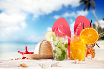 Картинка еда напитки +коктейль шляпа апельсин лимон морская звезда