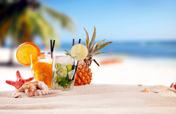 Картинка еда напитки +коктейль ракушки ананас