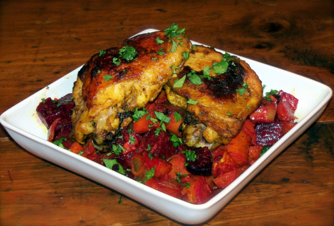 Обои картинки фото еда, мясные блюда, курица, рагу, зелень