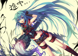 Картинка аниме оружие +техника +технологии фон взгляд девушка