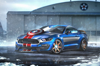Картинка автомобили виртуальный+тюнинг капитан америка мустанг форд captain america ford mustang shelby gt350r