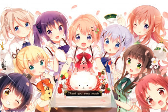 Картинка is+the+order+a+rabbit аниме gochuumon+wa+usagi+desu+ka фон взгляд девушки
