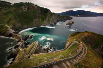 Картинка природа побережье дорога мост море горы