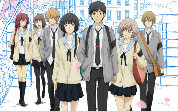 Картинка relife аниме взгляд фон девушки парни