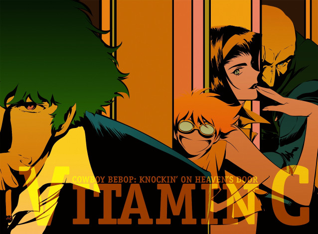 Обои картинки фото аниме, cowboy bebop, ed, faye, jet, spike