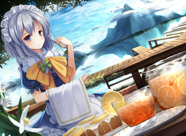 Обои картинки фото аниме, touhou, izayoi, sakuya