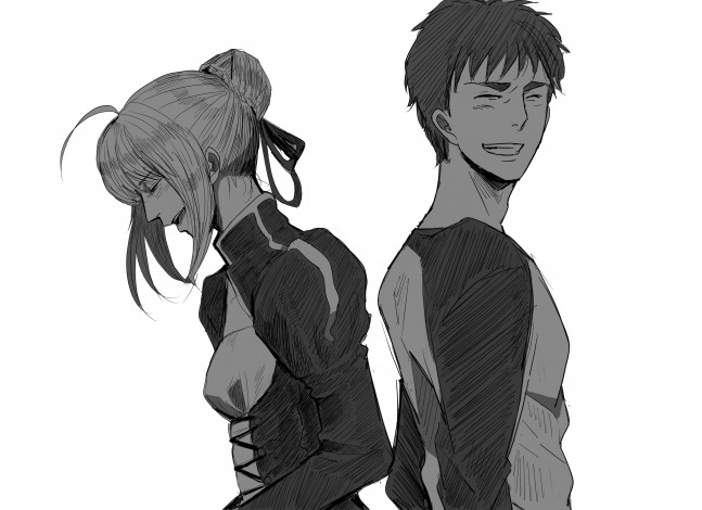 Обои картинки фото аниме, fate, stay night, широ, сейбер