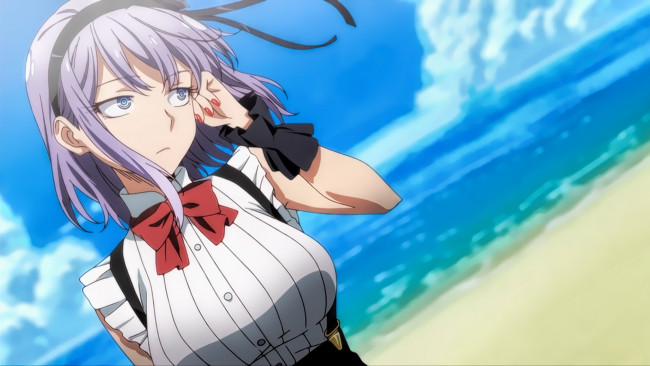 Обои картинки фото dagashi kashi, аниме, фон, взгляд, девушка