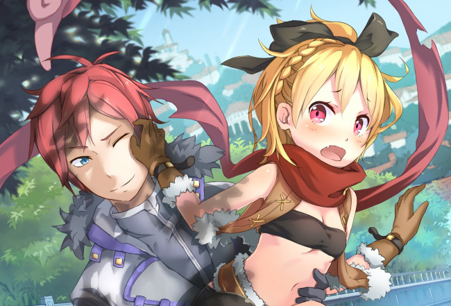 Обои картинки фото аниме, re,  zero kara hajimeru isekai seikatsu, фон, взгляд, девушки