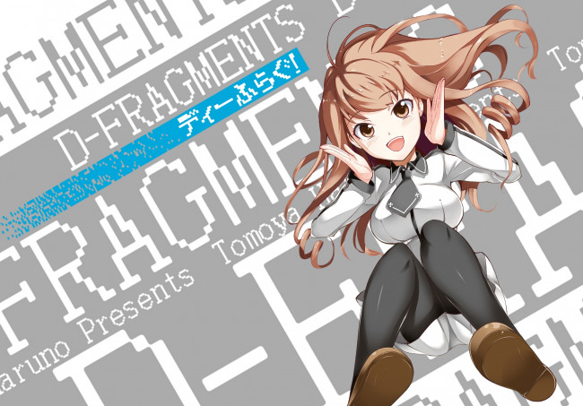 Обои картинки фото d-frag, аниме, взгляд, девушка, фон