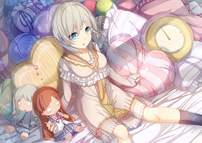 Обои картинки фото аниме, idolm@ster, фон, взгляд, девушка