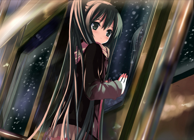 Обои картинки фото аниме, vocaloid, фон, взгляд, девушка