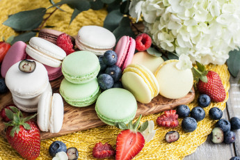 Картинка еда макаруны пирожное сладость цветок ягоды