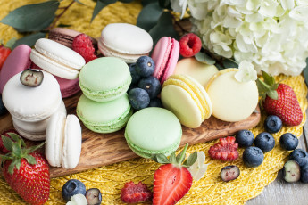 Картинка еда макаруны пирожное сладость цветок ягоды