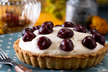 Картинка еда пироги крем пирог вишня