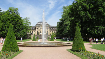 обоя города, - фонтаны, город, площадь, фонтан