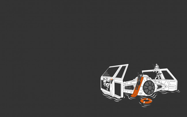 Обои картинки фото рисованное, минимализм, звёздные, войны, star, wars, дарт, вэйдер, штурмовик, спасение