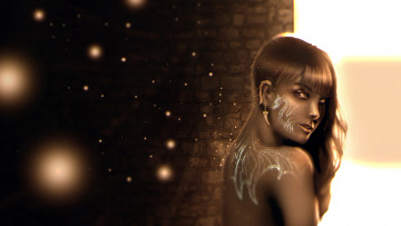 Картинка рисованное комиксы фон девушка тату взгляд