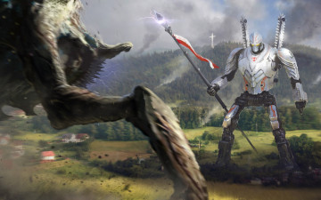 Картинка фэнтези роботы +киборги +механизмы фантастика pacific rim fan art робот jaeger hussar