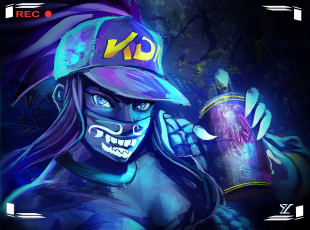 Картинка видео+игры league+of+legends kda девушка маска лицо баллончик akali