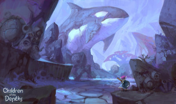 Картинка фэнтези существа скалы статуи человечек