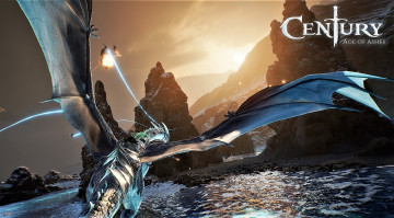 обоя видео игры, century,  age of ashes, дракон, полет, море, скалы