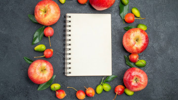 Картинка еда яблоки краснобокие блокнот