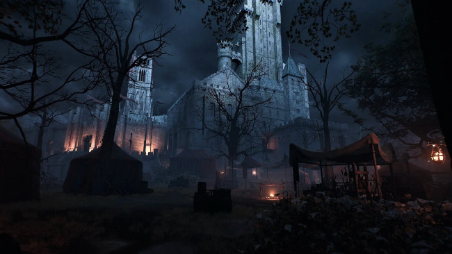 Обои картинки фото видео игры, hood,  outlaws & legends, здания, деревья, огни