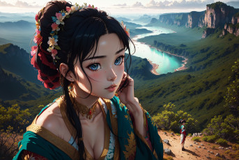 Картинка аниме пейзажи +природа нейросети графика нейроарт ai art нейронные сети рисунки нейро искусство