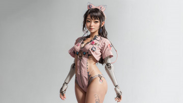 Картинка фэнтези роботы +киборги +механизмы нейросети графика нейроарт ai art нейронные сети рисунки нейро искусство девушка киборг