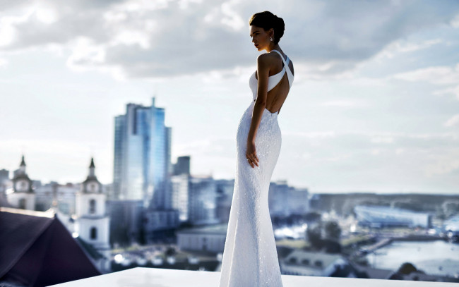 Обои картинки фото девушки, - брюнетки,  шатенки, брюнетка, вечернее, платье