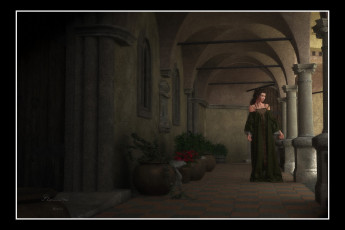 Картинка 3д графика people люди коридор девушка