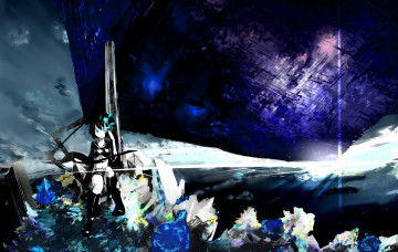 Картинка аниме black rock shooter девушка небо глаза