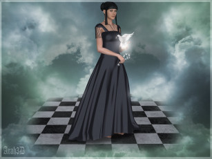 Картинка 3д графика people люди голубь девушка