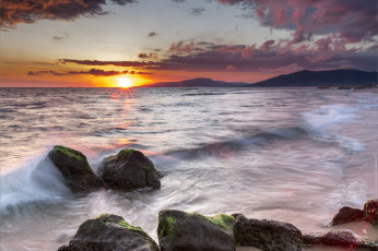 Картинка природа побережье берег закат море