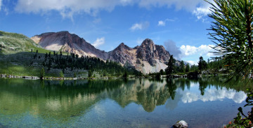 Картинка lago verde природа реки озера лес горы озеро отражение облака
