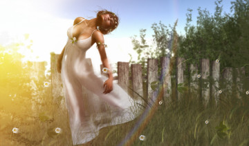 Картинка 3д графика people люди забор