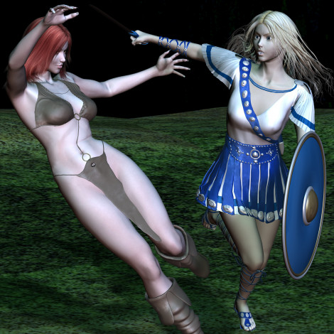 Обои картинки фото 3д, графика, fantasy, фантазия, девушки, щит