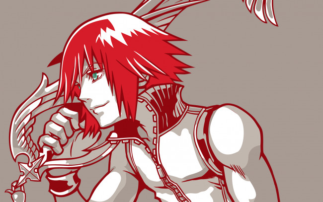 Обои картинки фото riku, аниме, kingdom, hearts, парень, меч