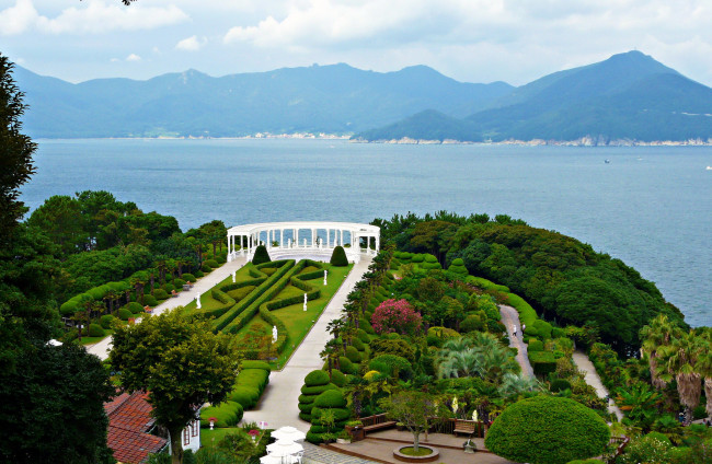 Обои картинки фото южная, корея, оedo, botanical, gardens, природа, парк, растения, море