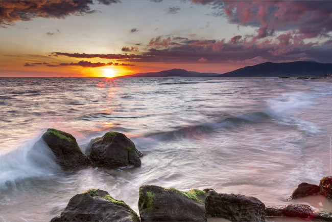 Обои картинки фото природа, побережье, берег, закат, море